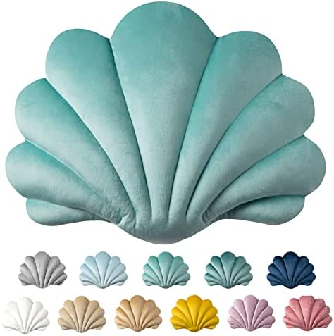 Ashler 3D Shell Shaped Throw Pillow Turquoise 18x13 Inches
