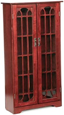 SEI Furniture Window Pane Storage Display Cabinet Cherry