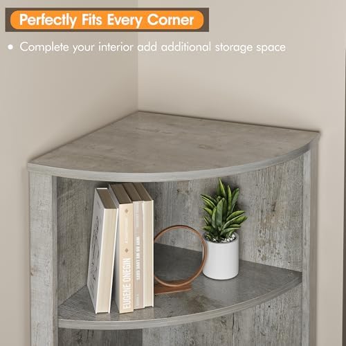 Vabches 648 Tall Farmhouse Corner Cabinet with Storage Shelves