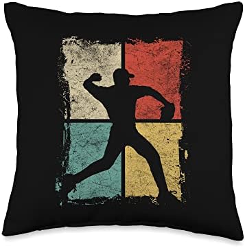 Vintage Baseball Pitcher Throw Pillow 1