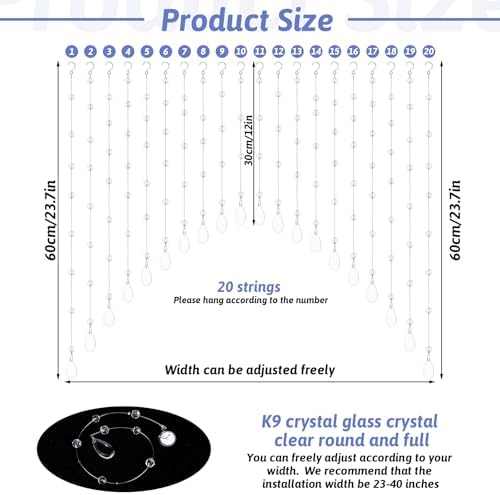 20 Strings Crystal Beaded Curtain for Door and Window