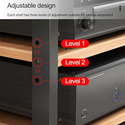 ZIHESY Audio Rack Tower with 3 Adjustable Shelves