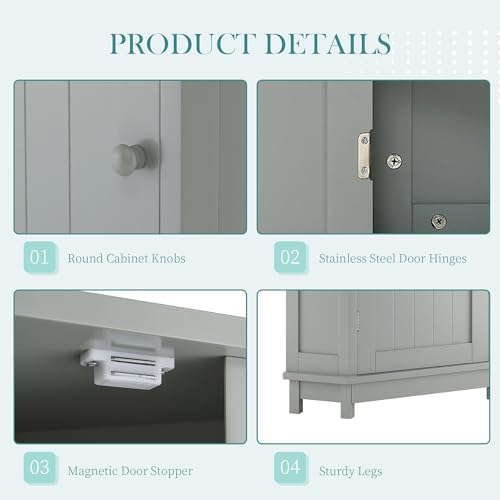 Merax Corner Storage Cabinet with Adjustable Shelf Grey