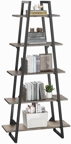 WildVenture 5-Tier A-Shape Bookshelf with Metal Frame