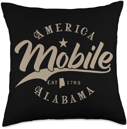 Mobile Alabama Throw Pillow 18x18 Multicolor