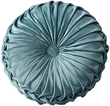HLOVME Velvet Round Pillow 137 Inch Lake Blue