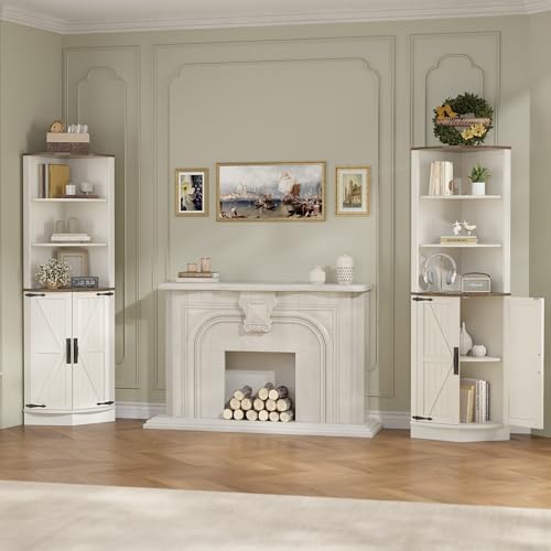 Vabches 648 Tall Farmhouse Corner Cabinet in Antique White