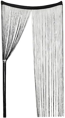 Rod Type Line Curtain Tassel Valance for Room Dividers Black String Curtain for Decor
