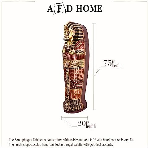 Egyptian Sarcophagus Cabinet with Shelves