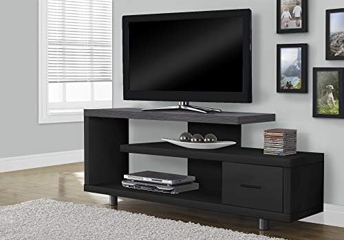 Spacious and Stylish 60 Inch TV Stand Black Grey Laminate