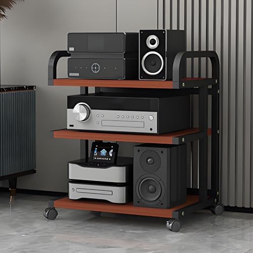 3 Tier AV Media Stand Corner Shelf with Wheels