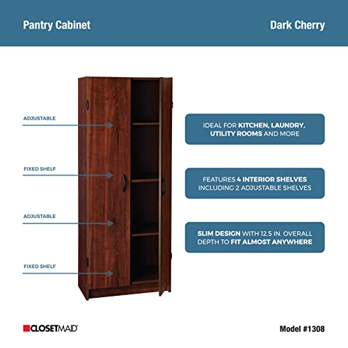 ClosetMaid Dark Cherry Pantry Cabinet with 2 Doors and Adjustable Shelves