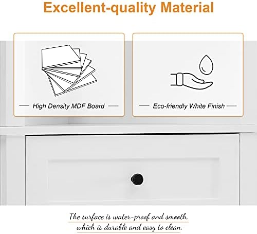 689 Inch Tall Triangle Corner Cabinet with 3 Drawers and Adjustable Shelf Freestanding Storage Cabinet White