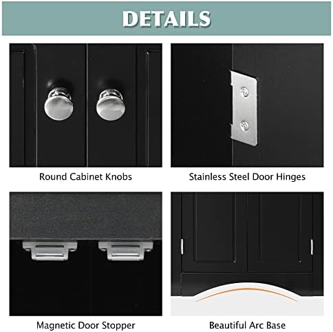 GDFStudio 315 Inch H Triangle Corner Storage Cabinet Black