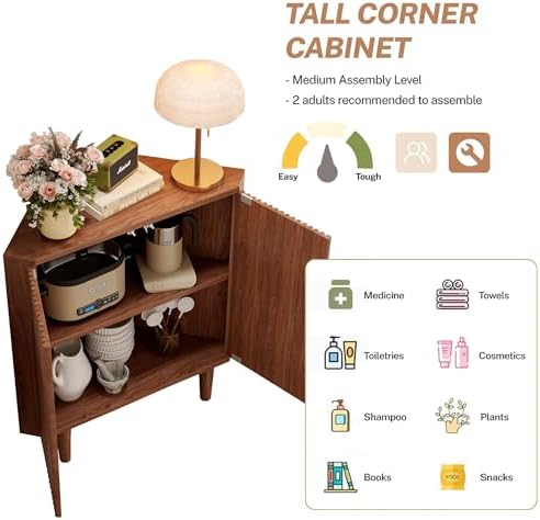Vudanfe Fluted Floor Corner Kitchen Cabinet Organizer