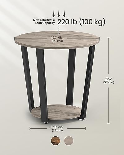 VASAGLE Round End Table with Storage Shelf