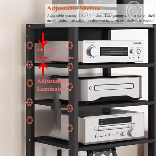 3 Tier Audio Video Component Rack with Adjustable Shelves