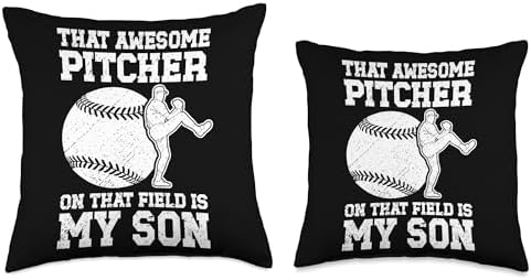 Proud Baseball Pitcher Mom Throw Pillow 1