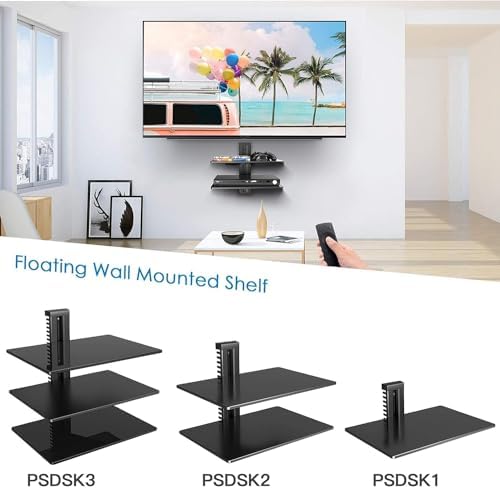 PERLESMITH Floating AV Shelf Double Wall Mount