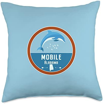 Mobile Alabama Beach Dolphin Throw Pillow