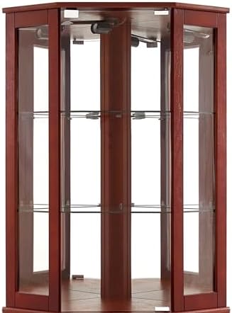 Maximize Storage 6 Shelf Corner Curio Cabinet Cherry