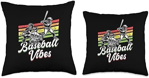 Baseball Vibes Throw Pillow for Players 16x16 Multicolor