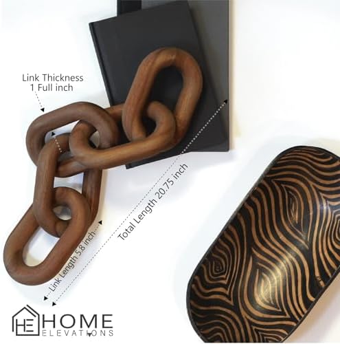 Acacia Wood Chain Link Decor - Brown with Red Undertone