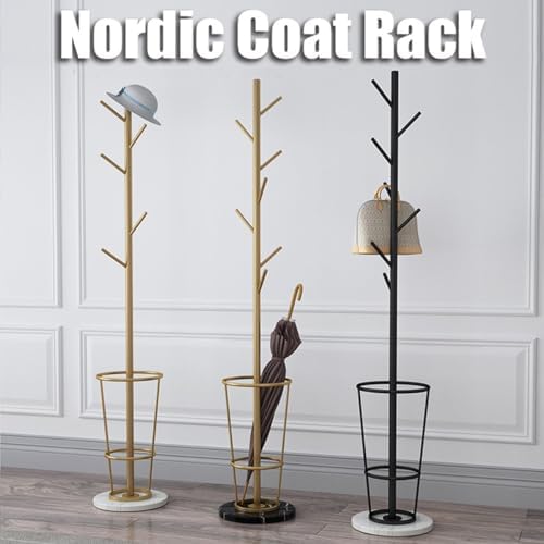 Coat Rack with Umbrella Holder Gold and White