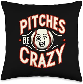 Funny Baseball Pitcher Throw Pillow with Pun Design