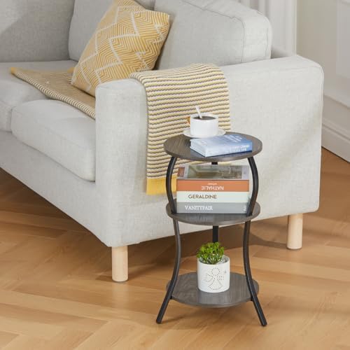YEAKOO Vintage 3-Tier Round End Table for Small Spaces