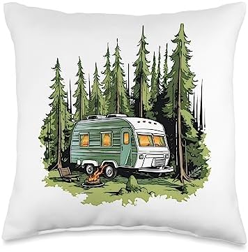 Caravan Camper Van Throw Pillow 16x16 Multicolor 1