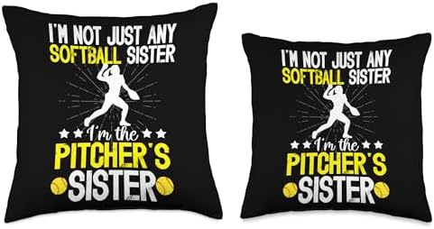 Softball Pitcher Sister Throw Pillow - Supportive and Proud