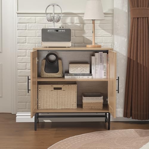 Modern Storage Cabinet with PE Rattan Door