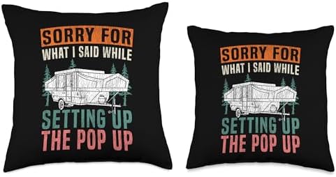 Funny Motorhome Camping Throw Pillow with Retro Design