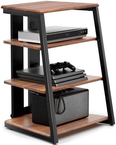 FITUEYES 4-Tier Media Stand Corner Shelf for PS4 and Record Player