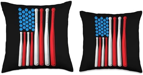 Baseball Pitcher Catching Throw Pillow with USA Flag