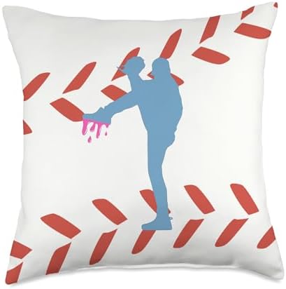 Funny Baseball Pitcher with Ice Cream Drip Throw Pillow 1