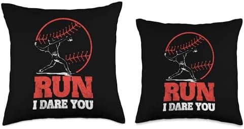 Run I Dare You Baseball Throw Pillow