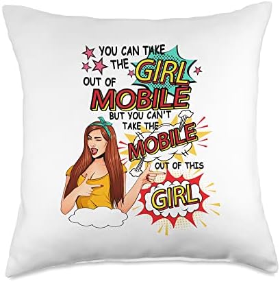 Mobile Alabama Girl Throw Pillow - Comic Style