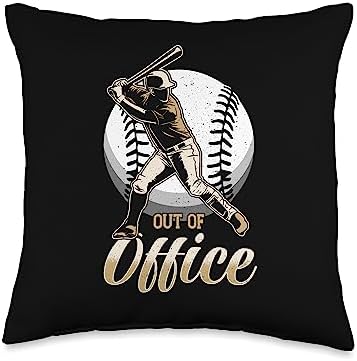 Out Of Office Pitcher Catcher Baseball Throw Pillow
