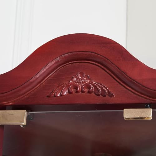 Cherry Corner Curio Cabinet with 4 Adjustable Glass Shelves and Glass Doors