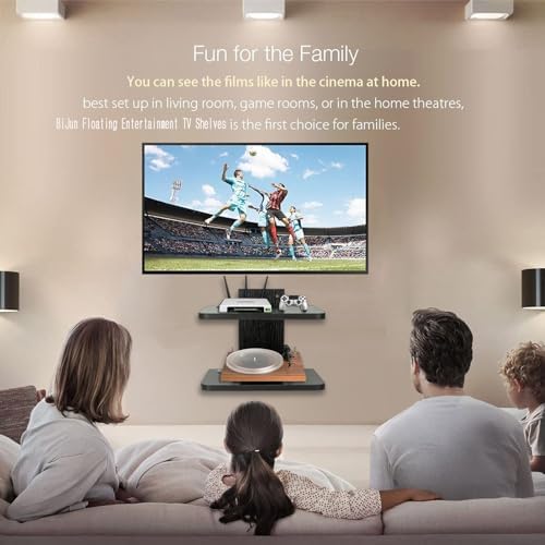 BiJun Floating Wall Shelf for TV Projector Cable Box Speaker Mount 2 Shelves