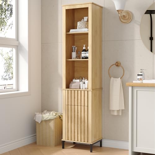 Maupvit 68 Inch Tall Bathroom Storage Cabinet with Doors and Drawer