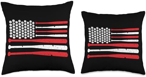 Baseball Pitcher Catching USA Flag Throw Pillow