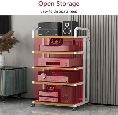 3 Tier AV Media Stand Corner Shelf with Wheels