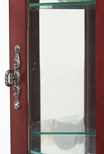 Lighted Display Cabinet with Adjustable Shelves and Mirrored Back