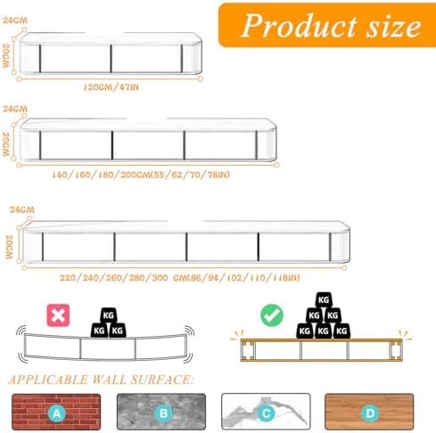 Sobstkeo Floating TV Stand Wall Mounted Cabinet 140CM Wood and White