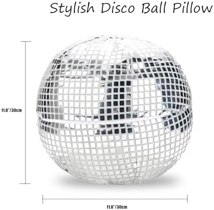 Disco Ball Pillow - Glitter Silver Decorative Throw