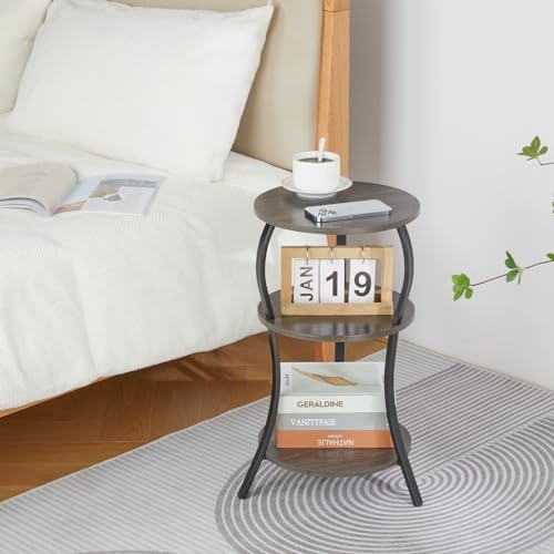 YEAKOO Vintage 3-Tier Round End Table for Small Spaces