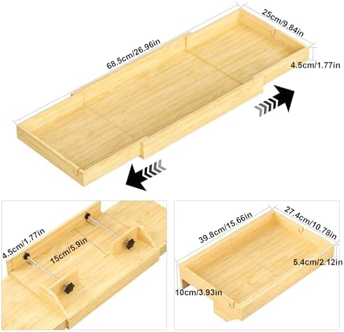 Expandable Bamboo Bedside Shelf for Top Bunk Nightstand
